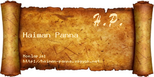 Haiman Panna névjegykártya